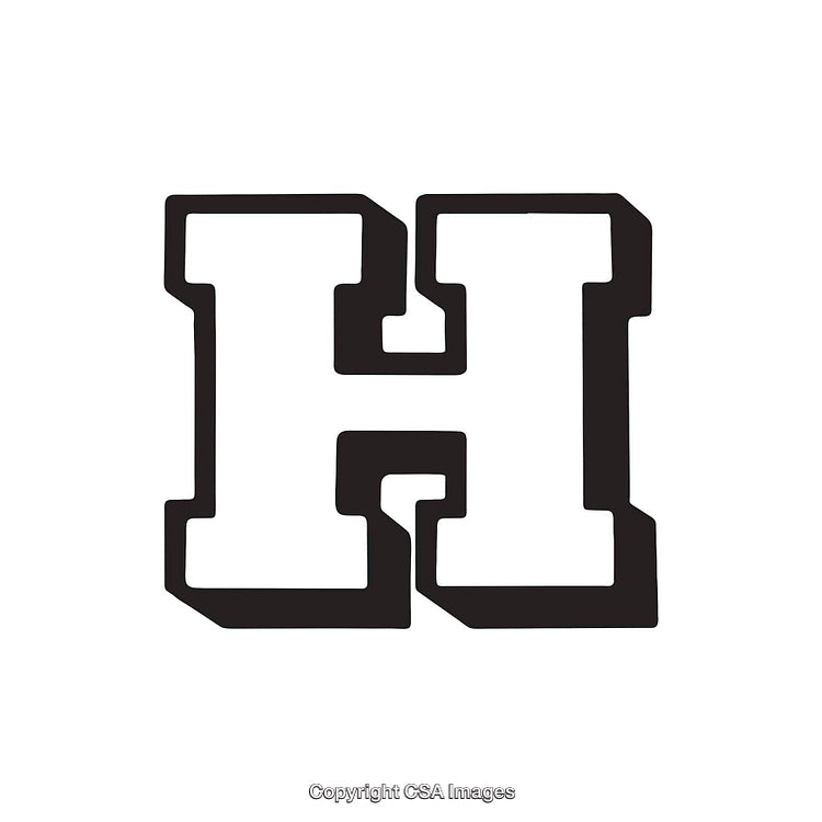 Bold Monochrome Capital Letter H in Stylized Block Font Design
