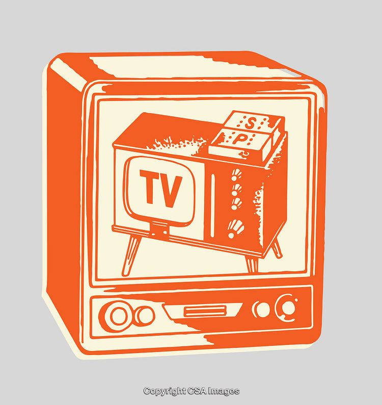 Vintage Television Illustration with Retro Style and Nostalgic Design Elements