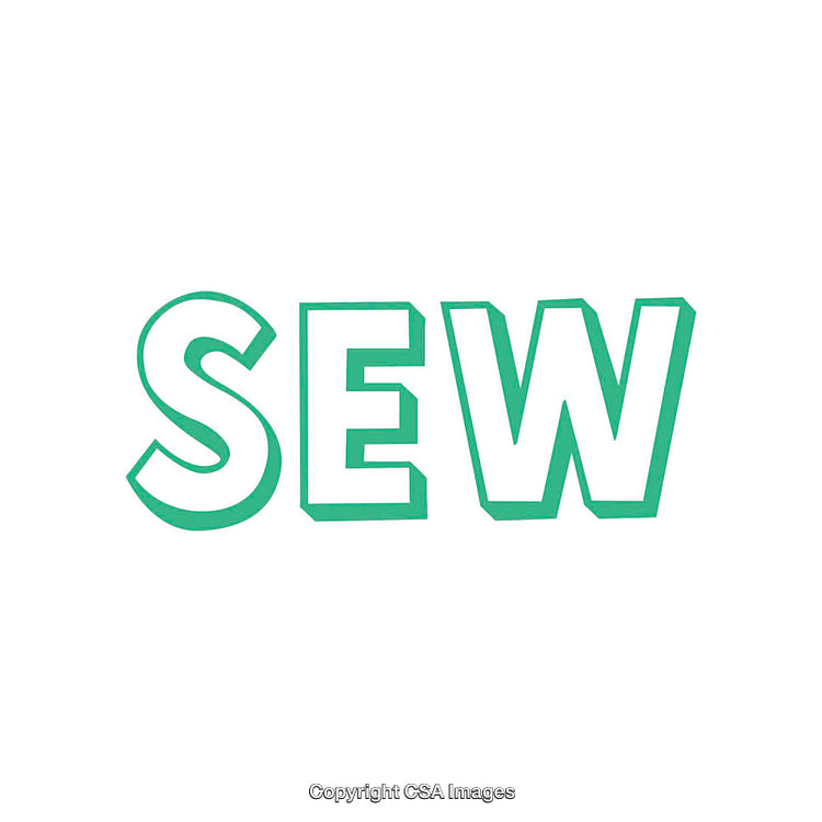 Minimalistic Green Bold SEW Word Art on White Background
