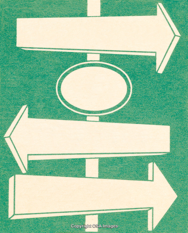 Bright Color Illustration of Abstract Arrows and a Circular Center Design