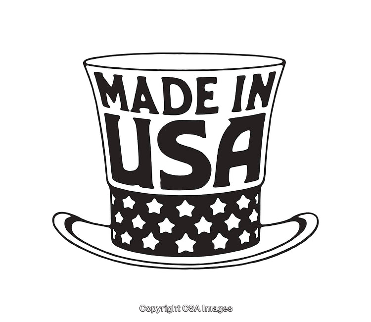 Black and White Illustration of Hat Showcasing Made in USA Text