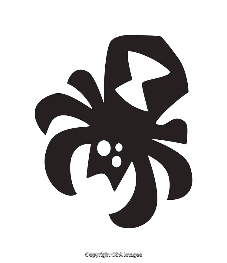 Black and White Abstract Spider Icon with Smooth Geometric Shapes