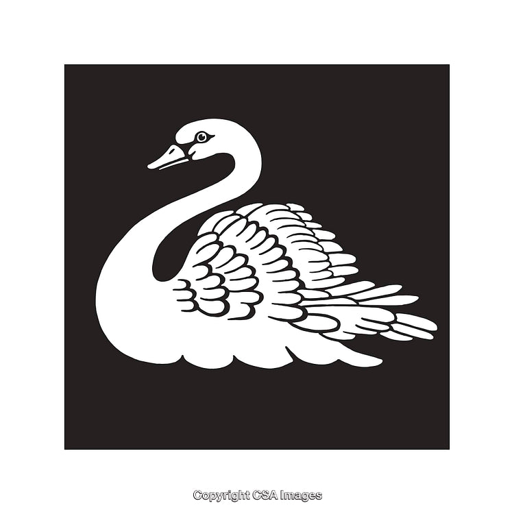 Elegant Line Art Illustration of a Graceful Swan in Black and White