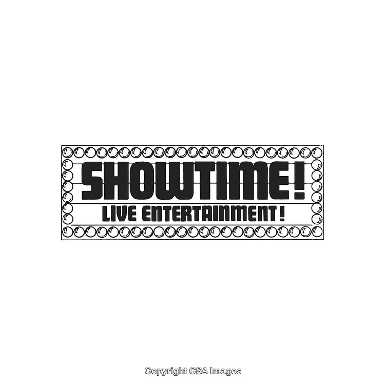Showtime Live Entertainment Sign with Decorative Frame and Bold Typography Design