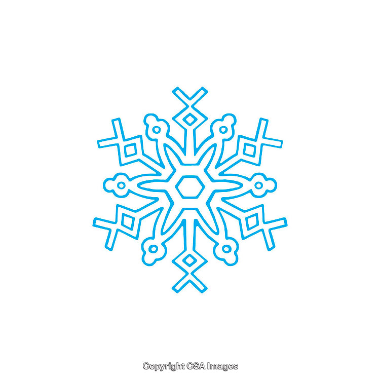 Blue Geometric Snowflake Shape Isolated on White Background