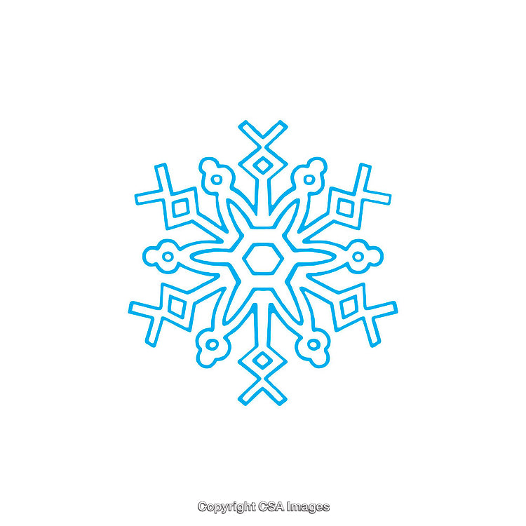 Blue Geometric Snowflake Shape Isolated on White Background