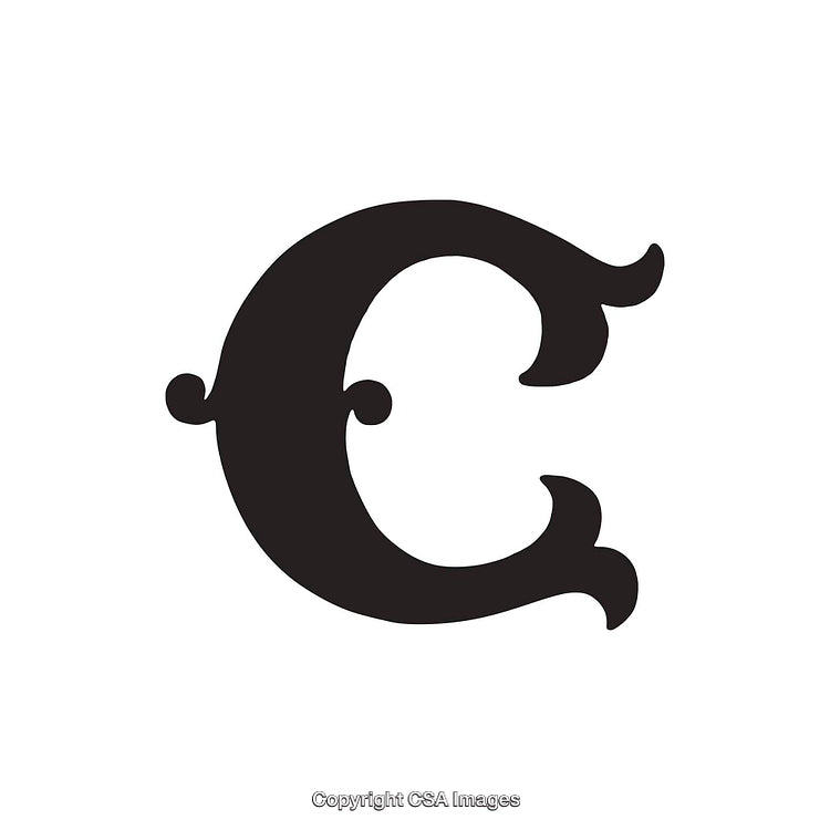 Elegant Artistic Capital Letter C in Vintage Calligraphy Style