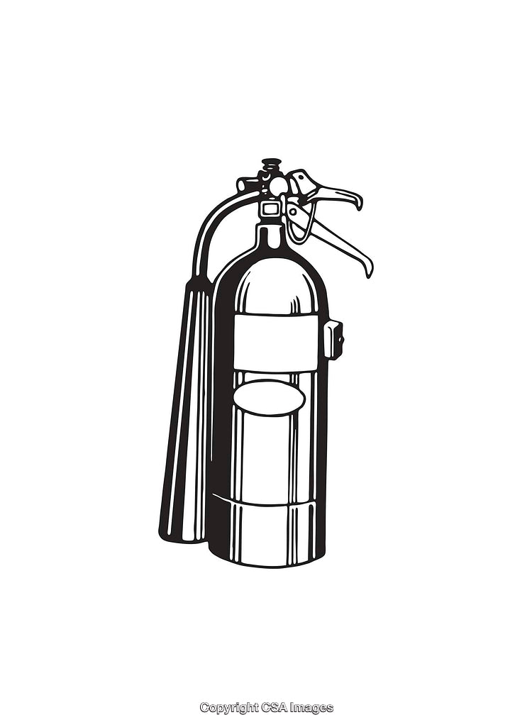 Black And White Line Art Illustration of a Fire Extinguisher
