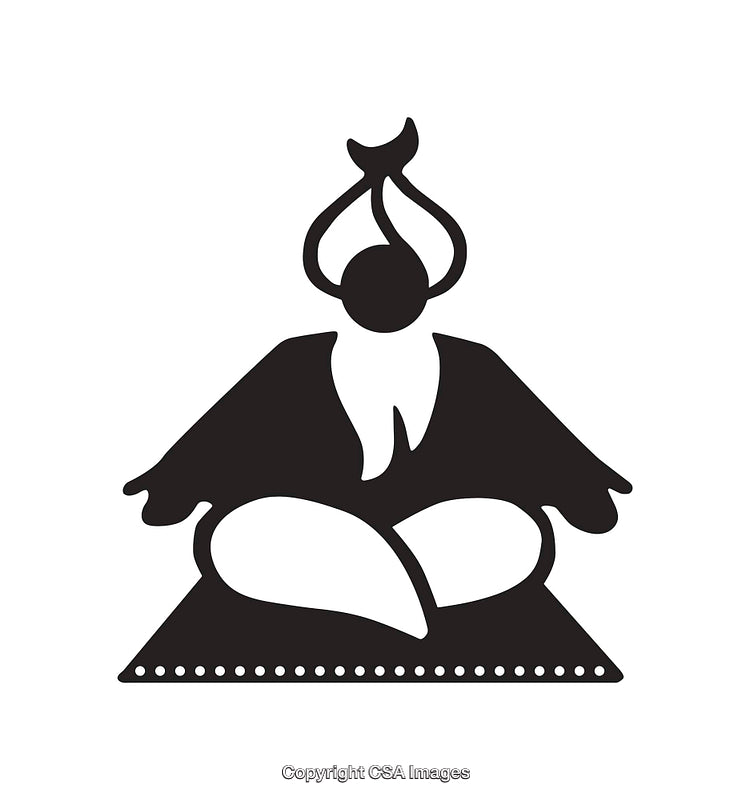 Black and White Line Art Depicting a Meditating Figure with Modern Lines