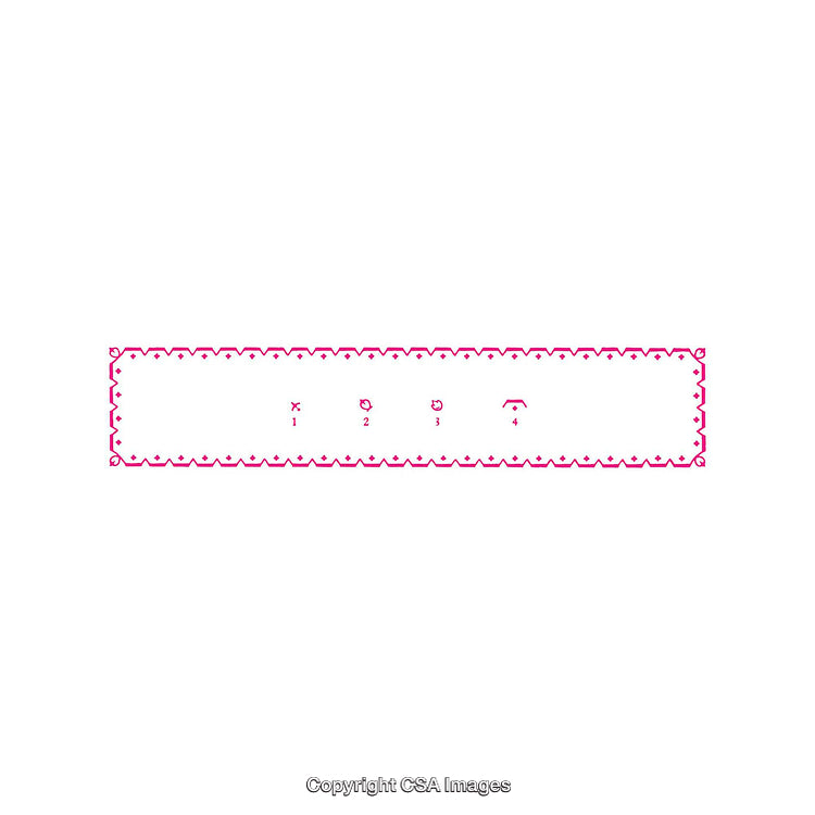 Rectangle Crochet Pattern With Pink Details and Small Icons