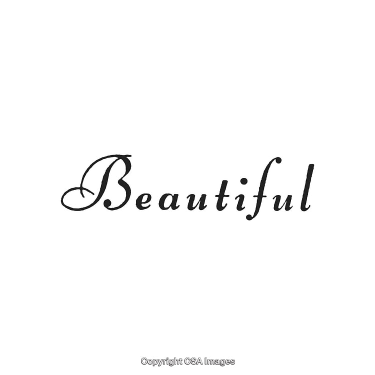 Elegant Calligraphy of the Word Beautiful on a White Background