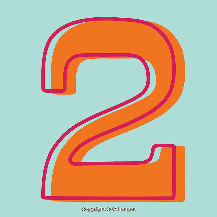Vibrant Artistic Illustration of Number Two on Blue Background