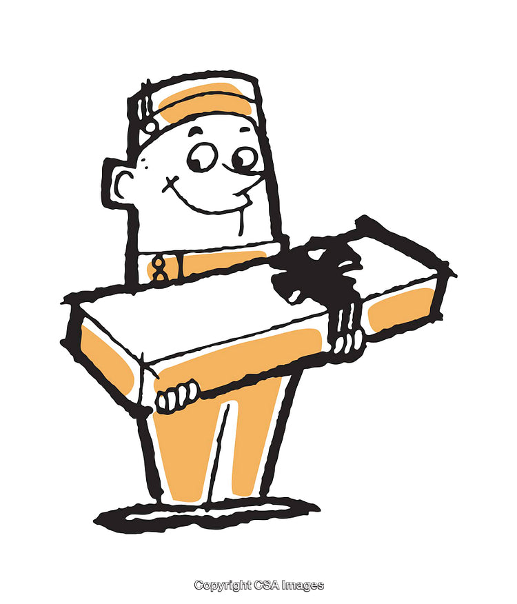 Cartoon Delivery Worker Smiling With a Package and Uniform