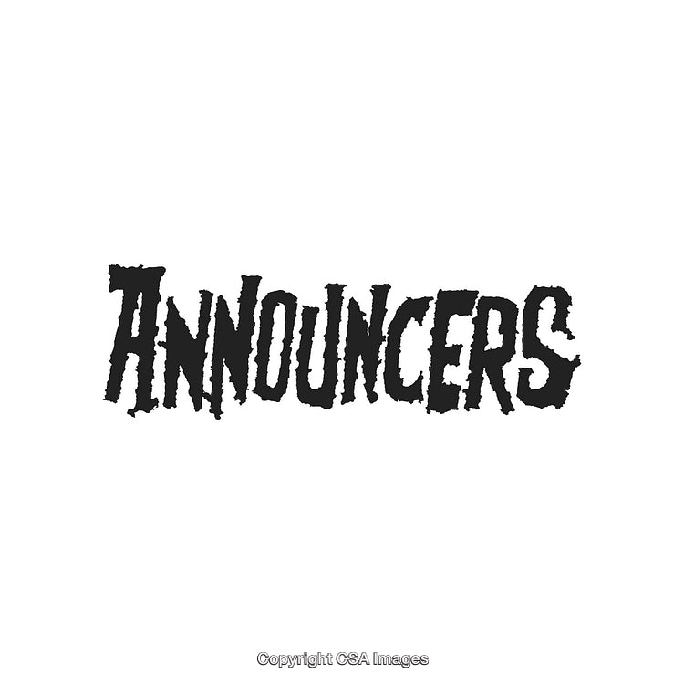 Bold Gothic Font Text Announcers with Black Distressed Lettering on White