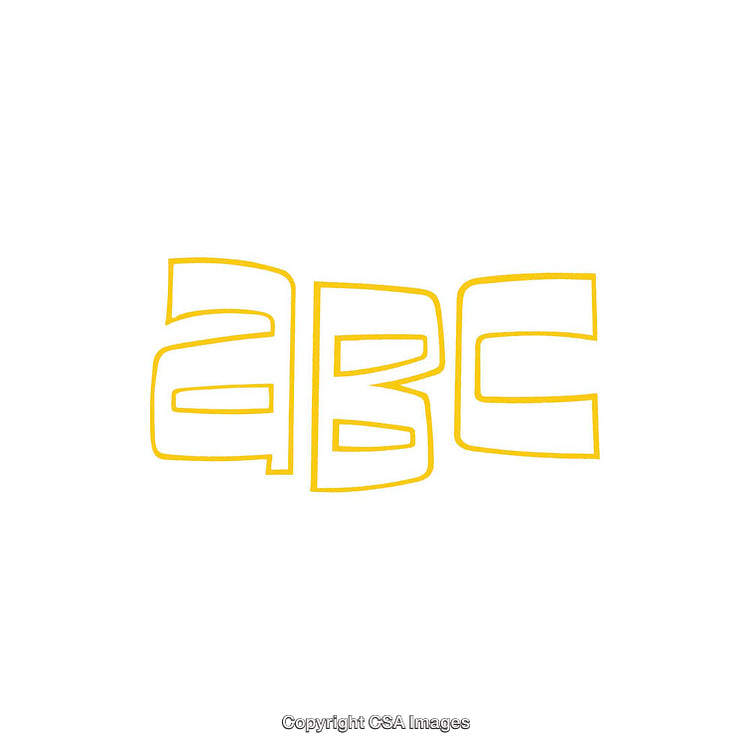 Yellow Modern Stylized ABC Alphabet on a White Background