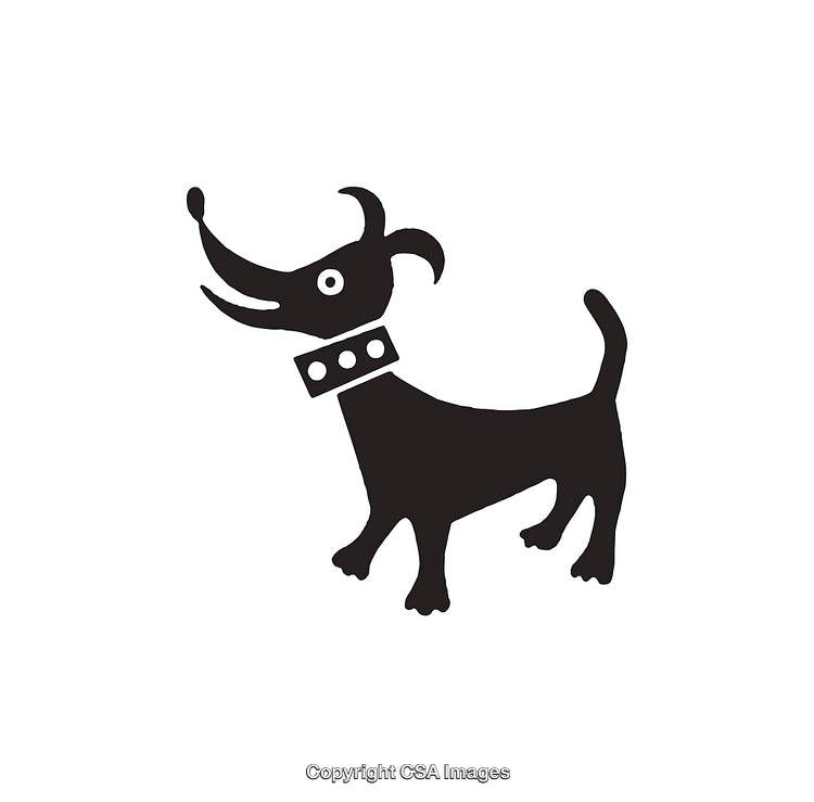 Simple Black and White Dog Icon with Collar