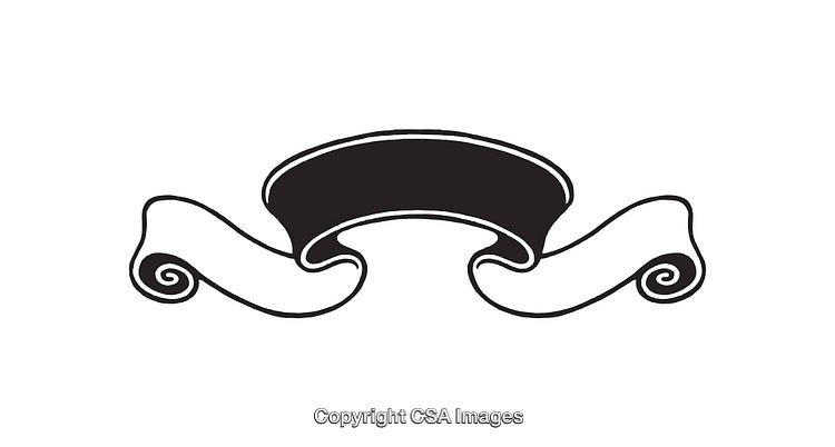 Elegant Black and White Scroll Banner Ribbon Illustration
