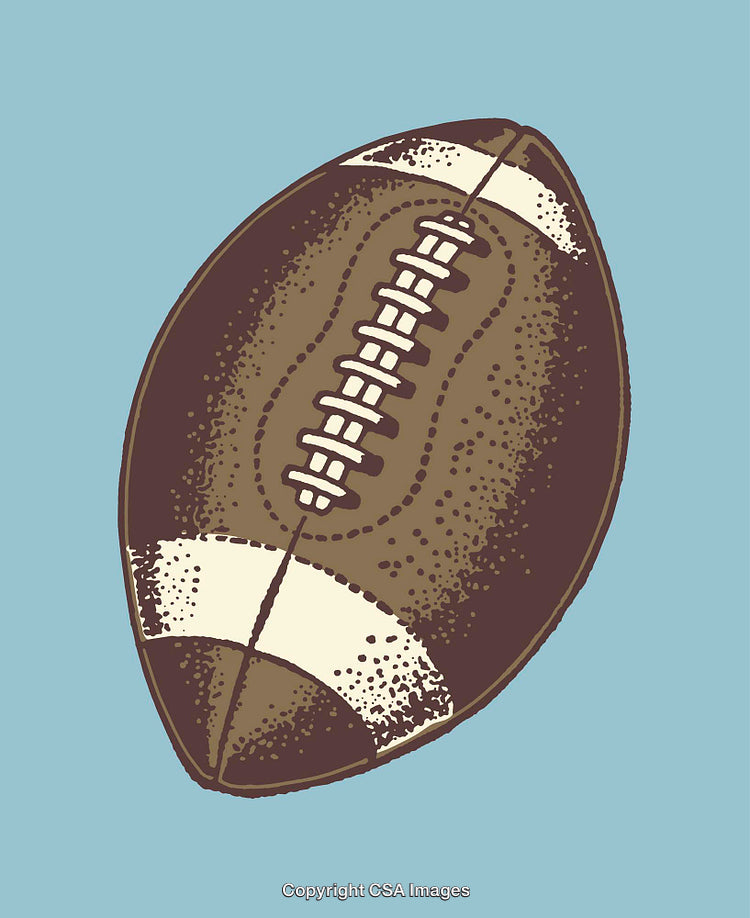 Vintage Style Illustration of an American Football on Blue Background