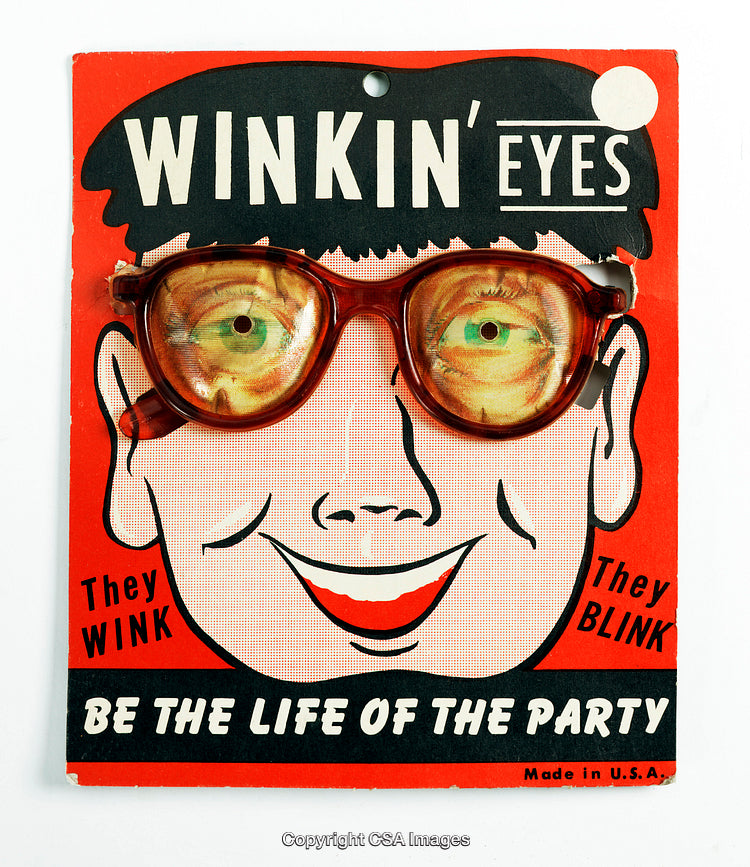 Retro Winking Glasses on Fun Display Card for Party Novelty