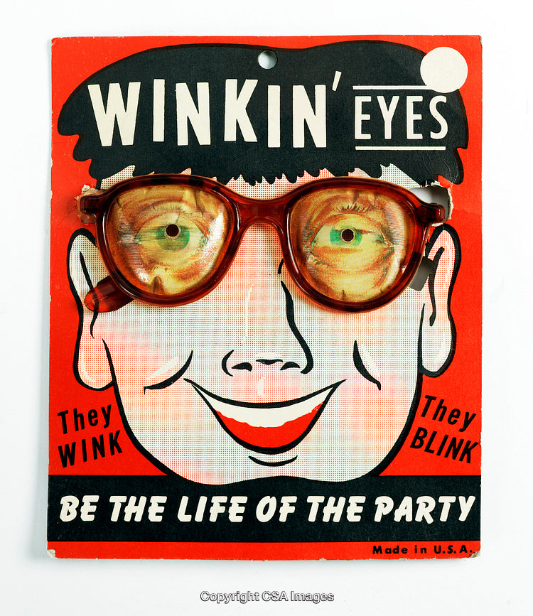 Retro Winking Glasses on Fun Display Card for Party Novelty