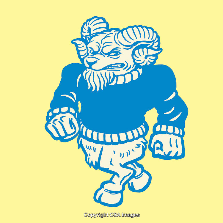 Colorful Illustration of a Stylized Ram Wearing a Sweater in Unique Art Style