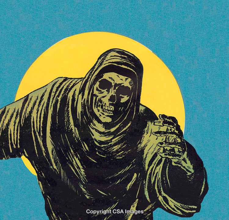 Illustration of Skeleton Character Under Moon in Comic Style Design