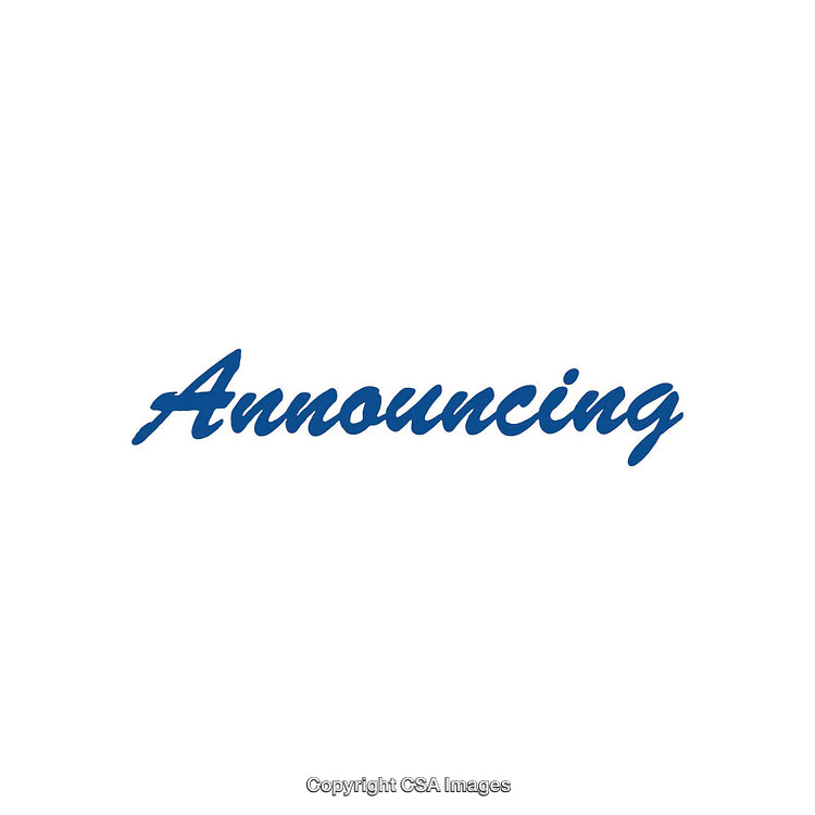 Blue Script Text Announcing on Minimal White Background