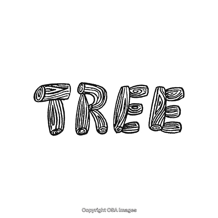 Playful Tree Lettering Design with Nature-Inspired Wooden Log Aesthetic
