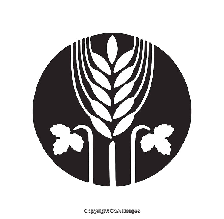 Black and White Wheat Icon with Simplistic Design Features