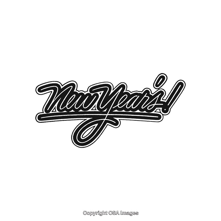 Stylish Handwritten New Year’s Typography in Monochrome for Festive Designs