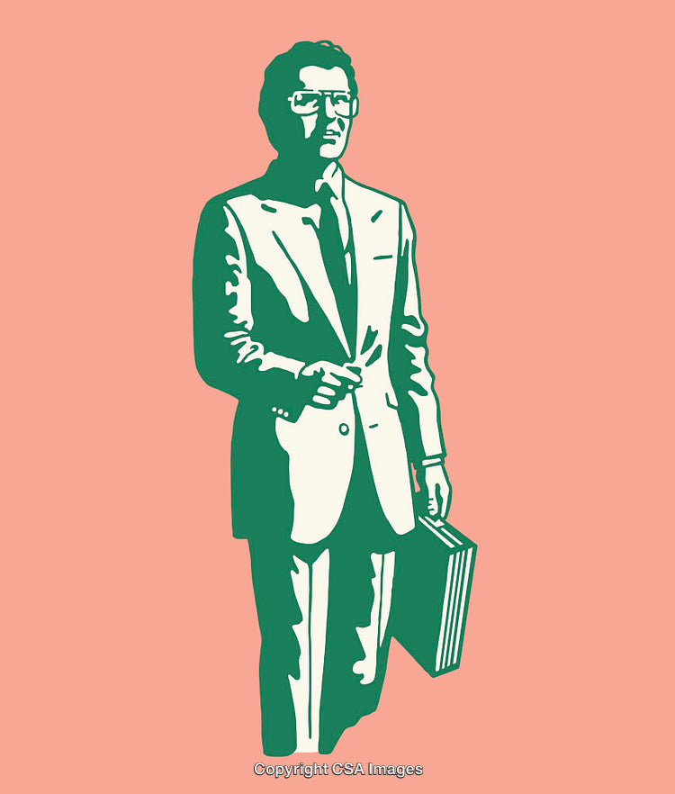 Stylized Line Art Illustration of a Businessman Holding a Briefcase