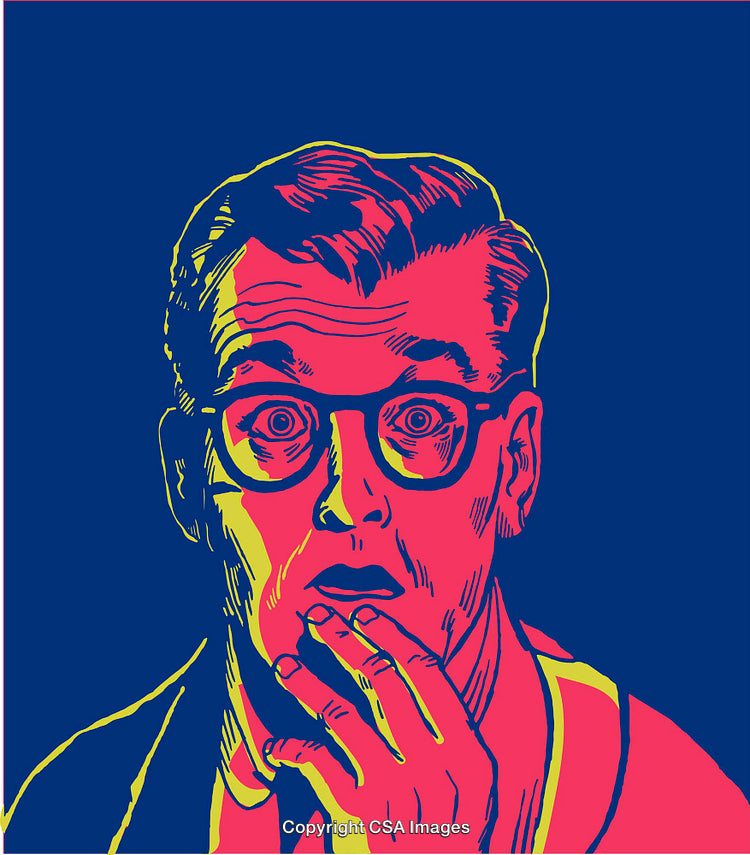 Colorful Pop Art Illustration of Surprised Man with Bold Line Art Style