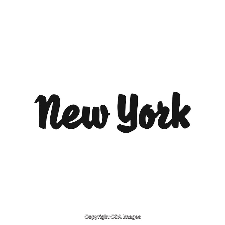 Stylized Black Lettering of 'New York' on White Background
