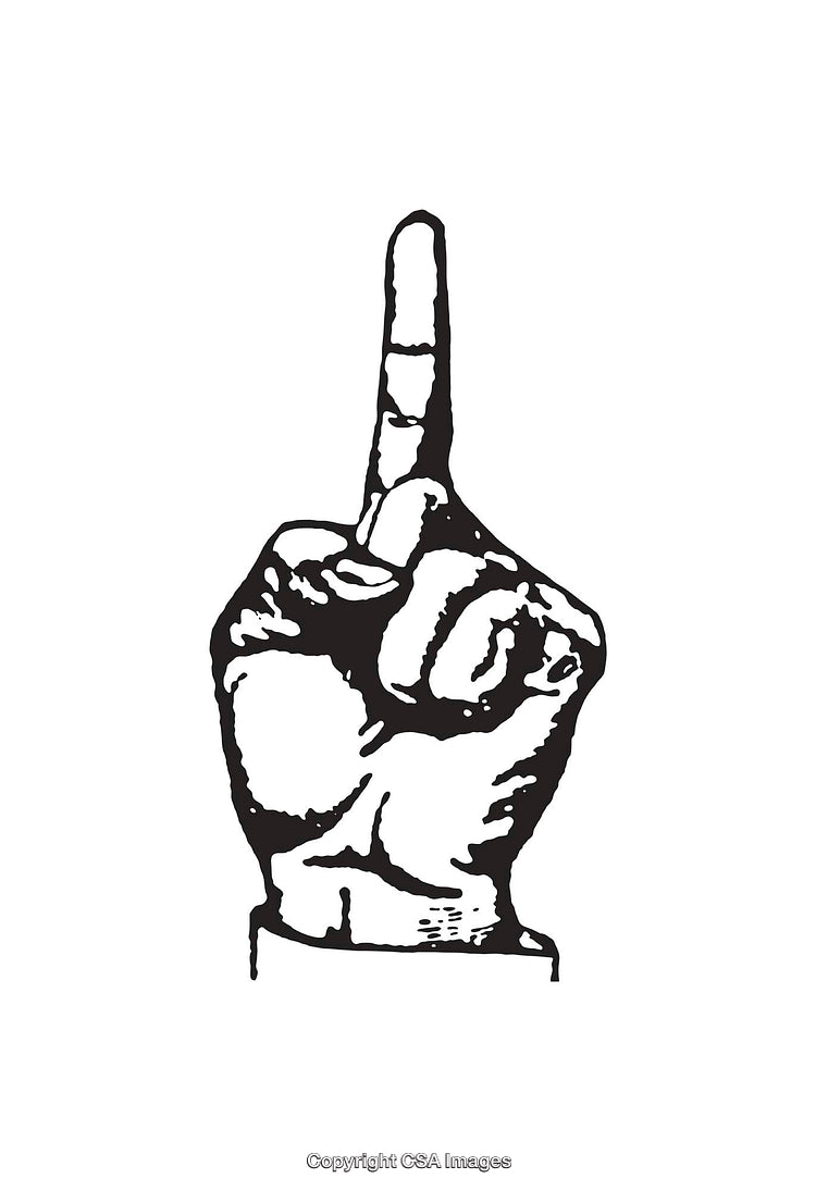 Minimalist Black and White Line Art Hand Gesture Illustration