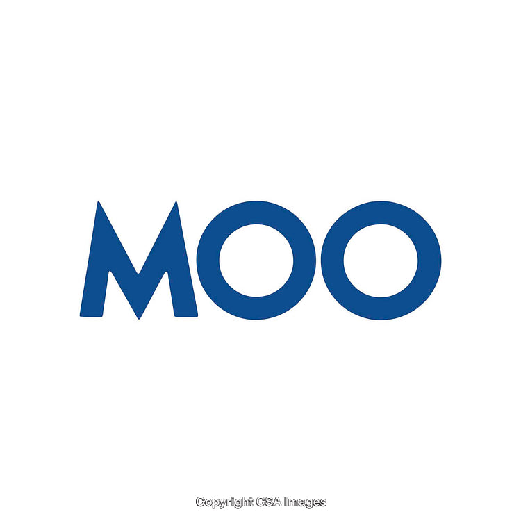Blue Bold Typography Artwork Featuring the Word "MOO"