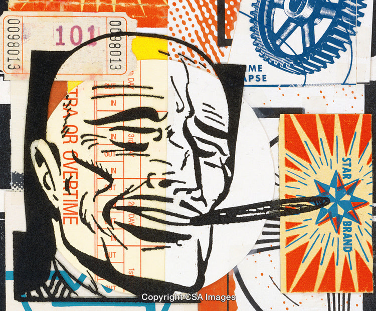 Graphic Collage Art Featuring Abstract Elements and Comic Illustration