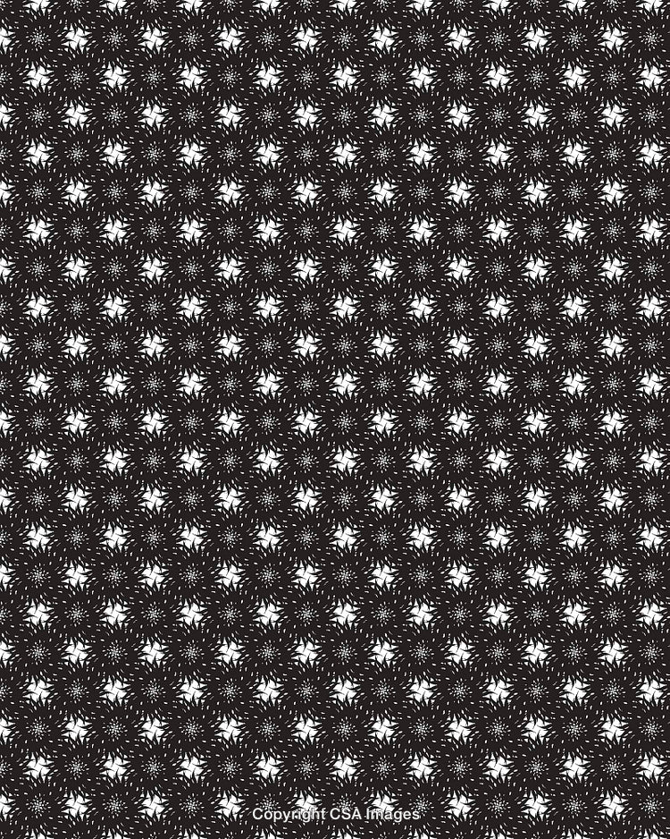 Seamless Black and White Geometric Pattern With Abstract Starburst Motif