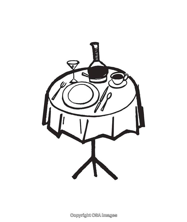 Illustration of a Table Setting with Elegantly Arranged Dining Items