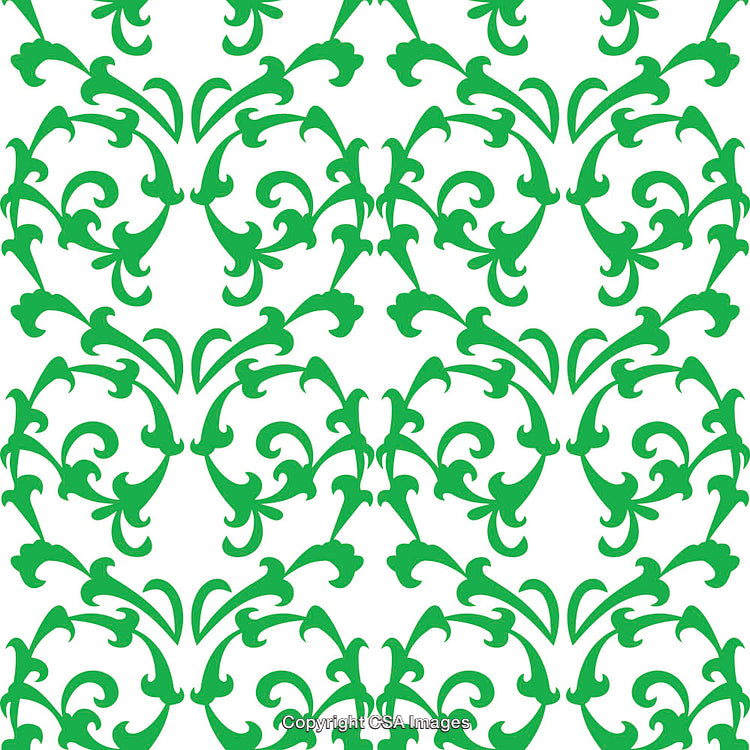 Elegant Botanical Pattern in Green Leaf Design on White Background