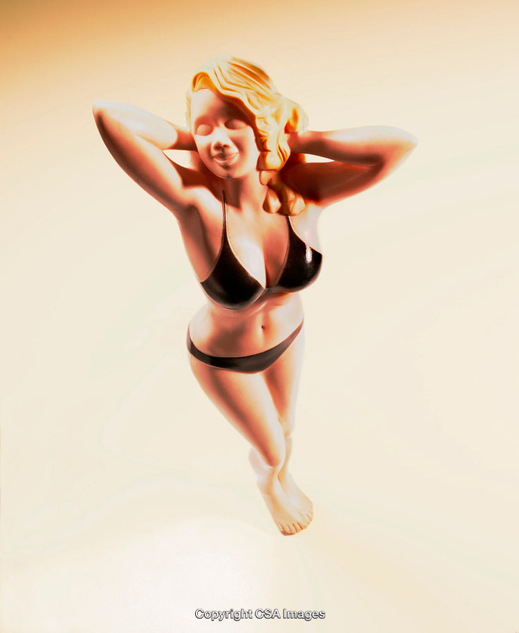 Vintage Style Figurine of Woman in Bathing Suit Smiling Gracefully