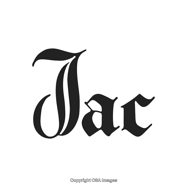 Elegant Blackletter Font Jac Design in Bold Black On White Background