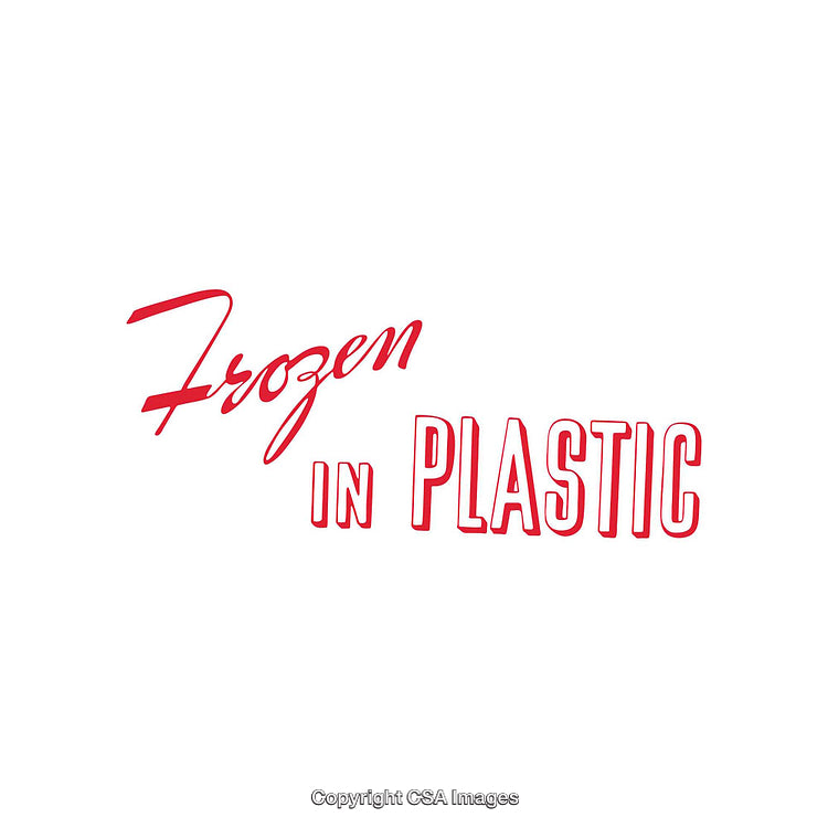 Bold Typography Design Showcasing Frozen in Plastic in Red Text