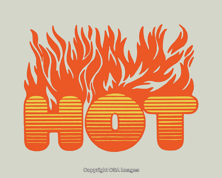 Fiery Illustration with the Word Hot in Bold Flaming Design