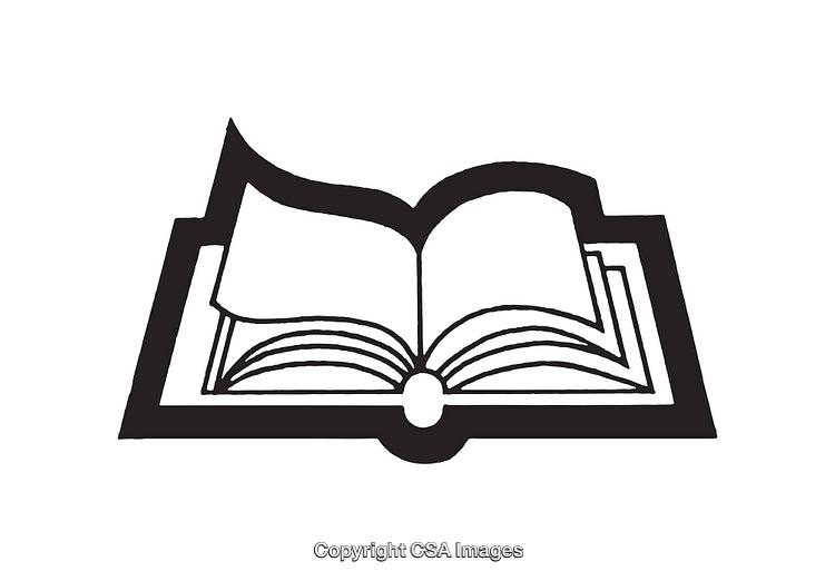 Open Book Vector Illustration in Black and White for Education Resources