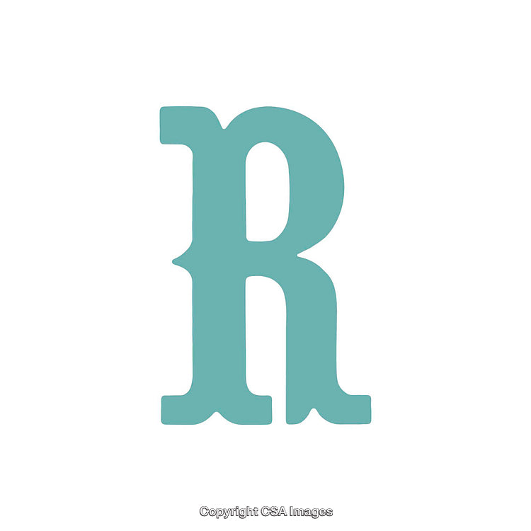 Stylized Blue Letter R Isolated On a White Background