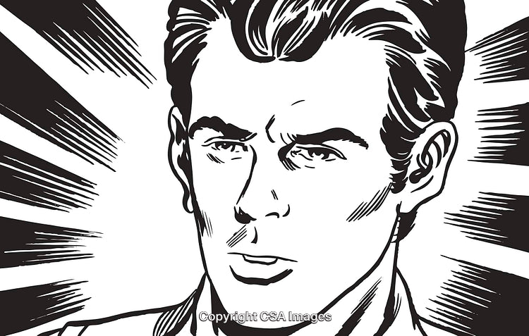 Retro Style Pop Art Illustration of a Male Character Expression