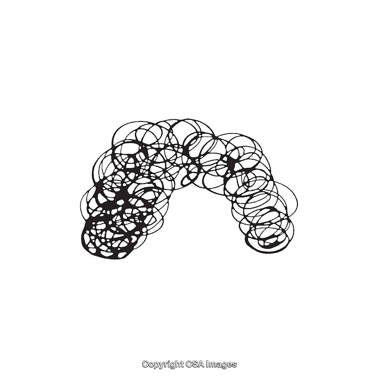 Abstract Black and White Looped Circular Shapes Artwork on White Background