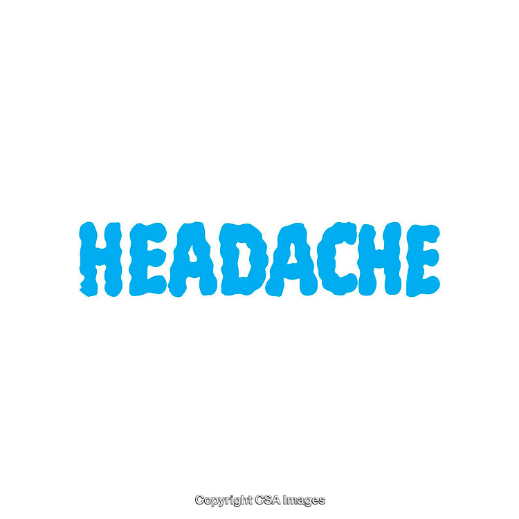 Headache Concept Word Art Depicted in Bold Blue Letters on White Background