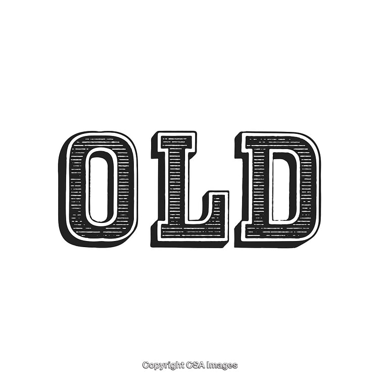 Vintage Stylized Word 'Old' in Bold Serif Lettering Style on White