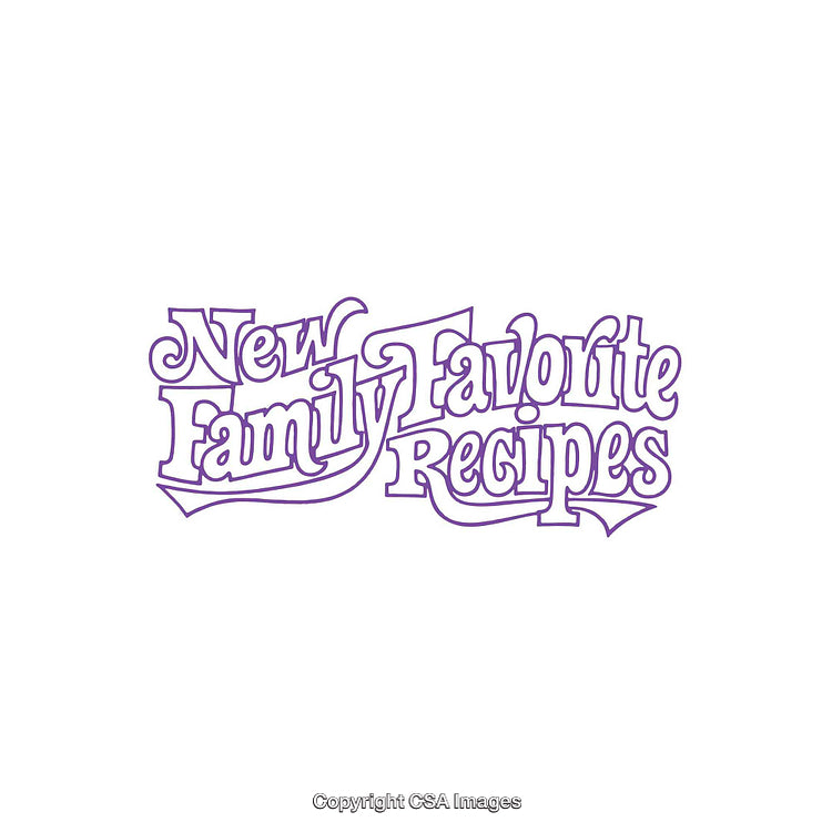 Creative Typography Design Featuring Family and Recipe Themes in Purple Monochrome